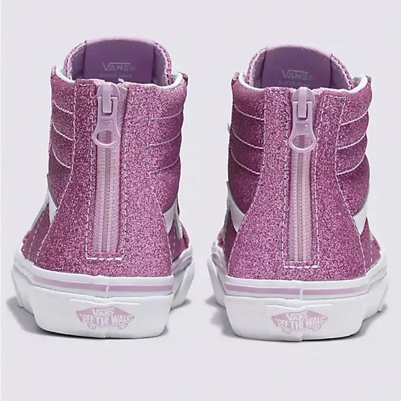 Vans Kids Sk8-Hi Zip Glitter Shoes High Tops Sneakers - Picture 2 of 7